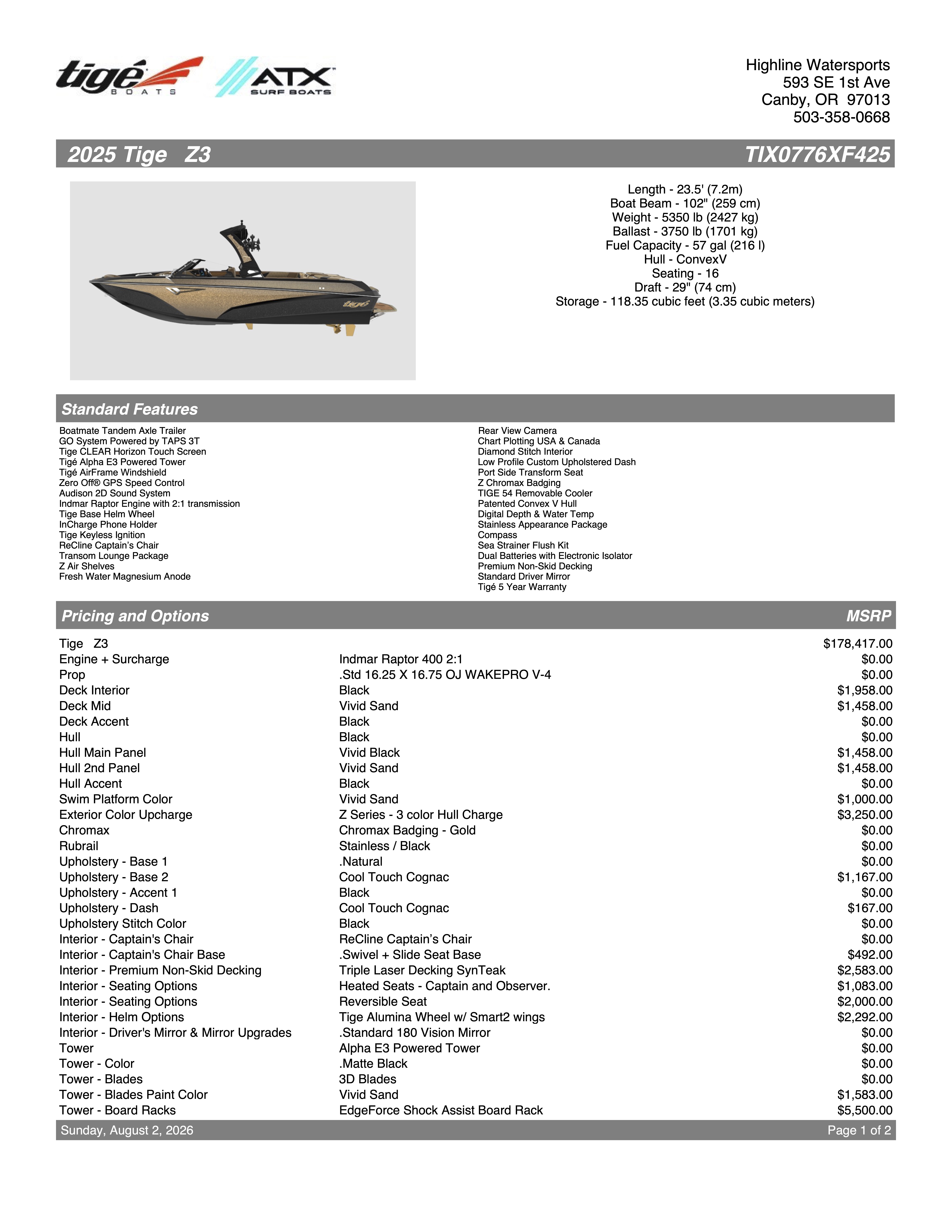 2025 Tige Boats Z3 Boat