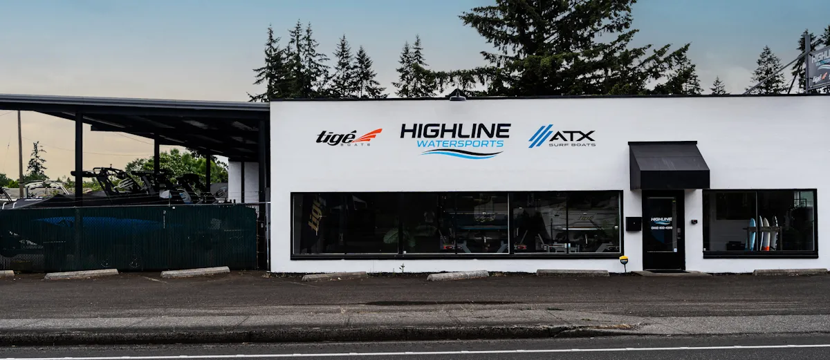 Highline Watersports dealership exterior in Canby, Oregon
